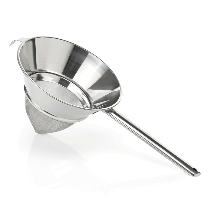CNS Spitzsieb mit Edelstahlgaze und Hohlgriff, Ø 26 cm