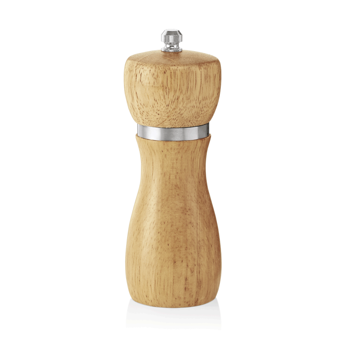 Holz-Pfeffermühle mit Edelstahlring, helle Holzoptik, 13 cm