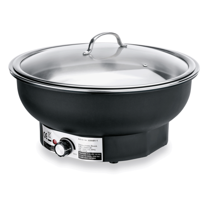 Elektro Chafing Dish mit Glasdeckel, 6,8 ltr, 500 W