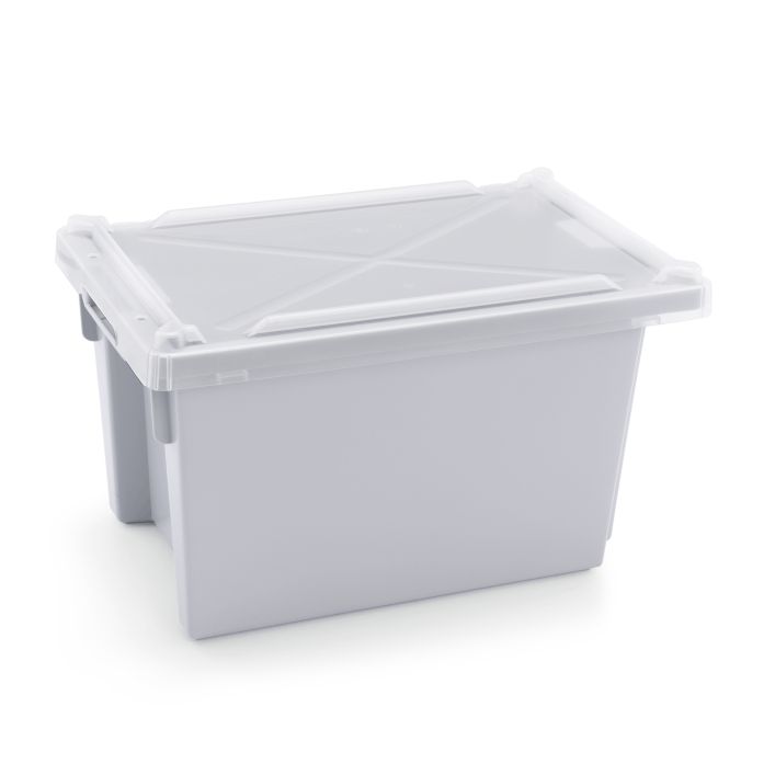 PP - Transportbehälter mit Deckel, grau, 50x31x28,5 cm