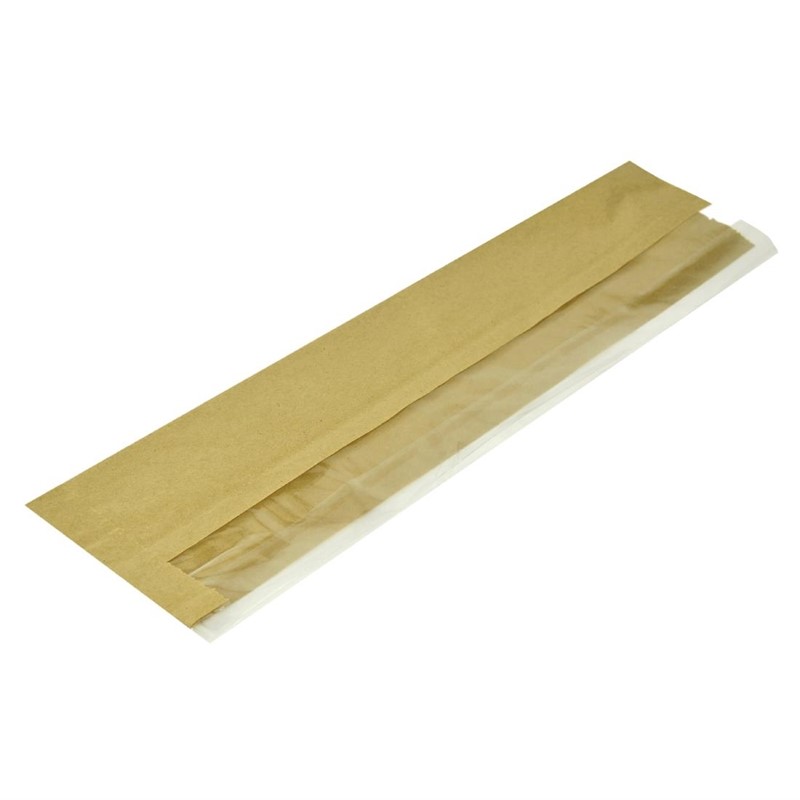 Vegware Kompostierbare Baguettetüten braun mit PLA-Sichtfens