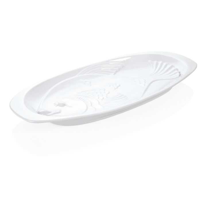 Porzellan-Fischplatte mit Fischrelief - 58x6 cm