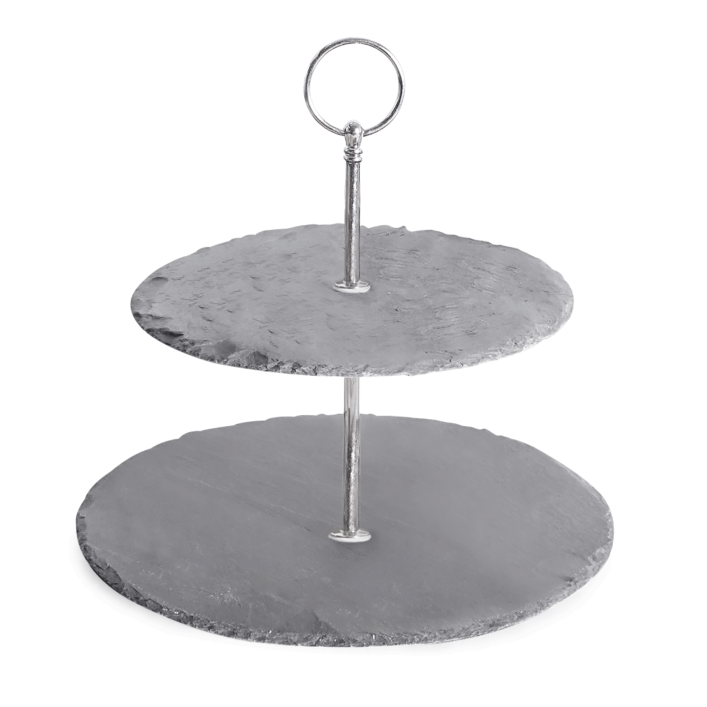 Naturschiefer Etagère 2-stufig, Ø 20/25 cm