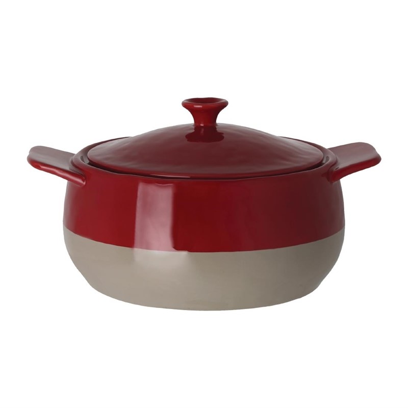 Olympia runde Kasserolle rot und taupe 1,8L