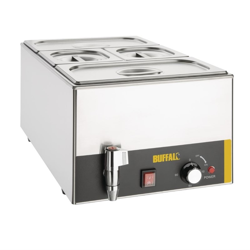 Buffalo Bain-Marie mit Ablaufhahn und GN-Behältern