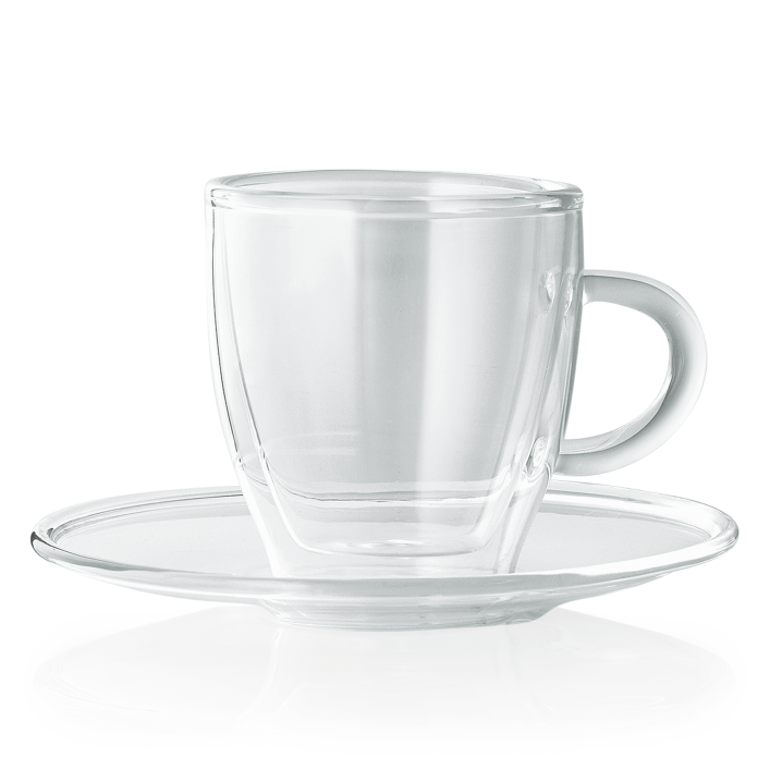 Glas "ENJOY": Espresso inkl. Untertasse, doppelwandig, mit H