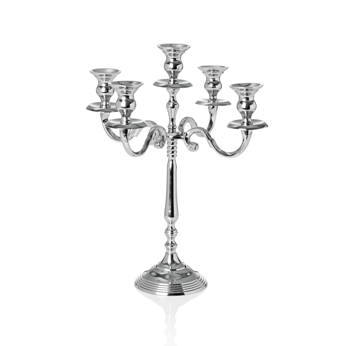 Kerzenhalter, Alu-vernickelt, 5-flammig, 40 cm