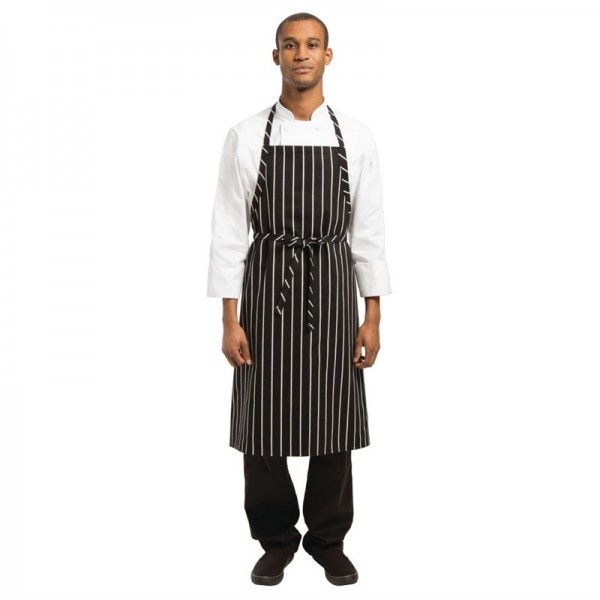Chef Works Premium Latzschürze schwarz-weiß gestreift