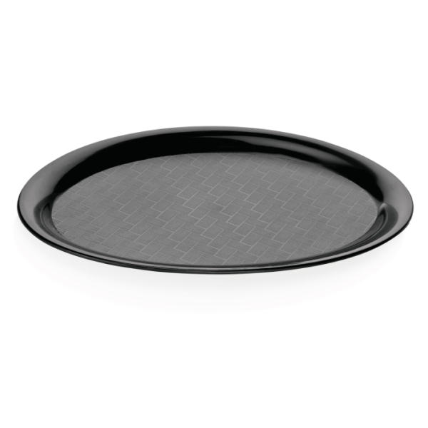 PP-Tablett, schwarz, oval, rutschfest - 29x22 cm